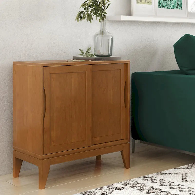 Niedriger Stauraumschrank aus Massivholz im modernen Mid-Century-Stil, 30 Zoll breit - 30W x 14D x 31H