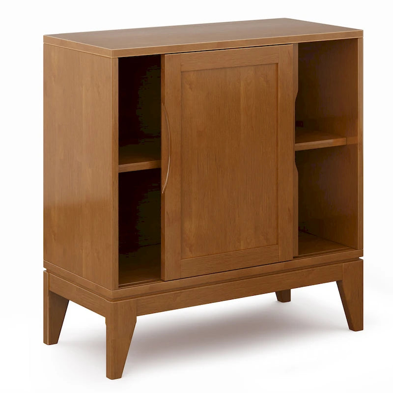 Niedriger Stauraumschrank aus Massivholz im modernen Mid-Century-Stil, 30 Zoll breit - 30W x 14D x 31H