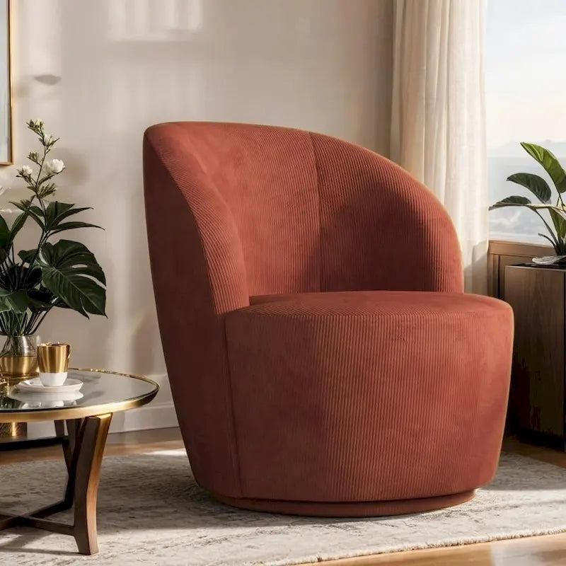 Swivel Barrel Round Comfy Accent Chair