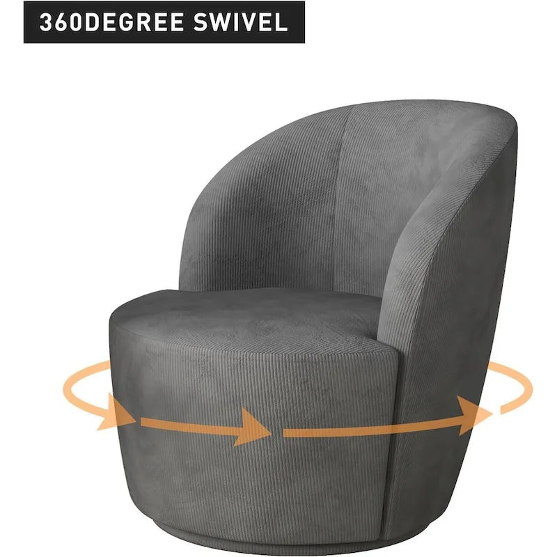 Swivel Barrel Round Comfy Accent Chair