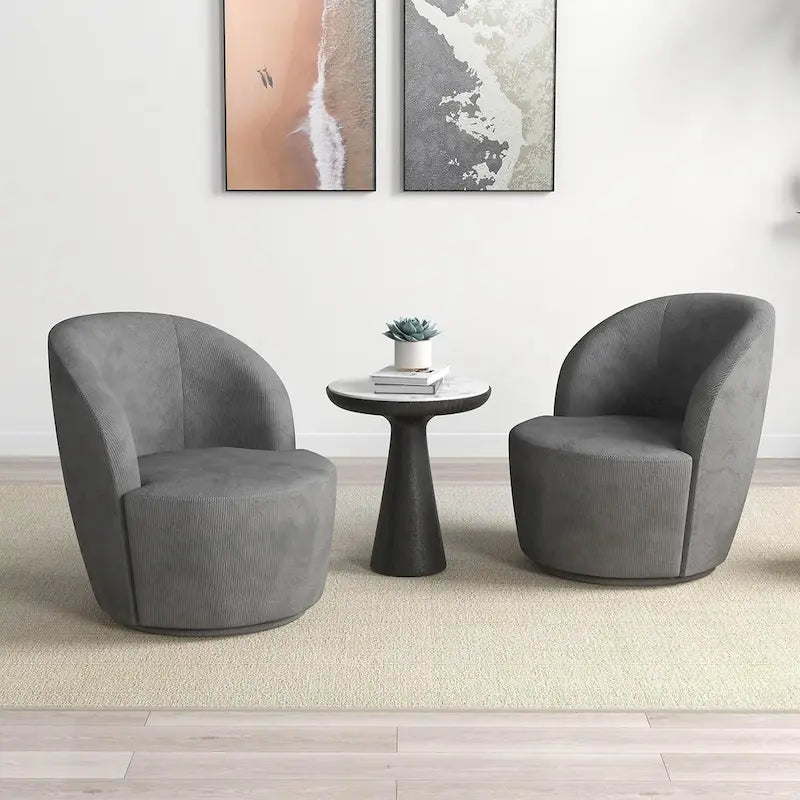 Swivel Barrel Round Comfy Accent Chair
