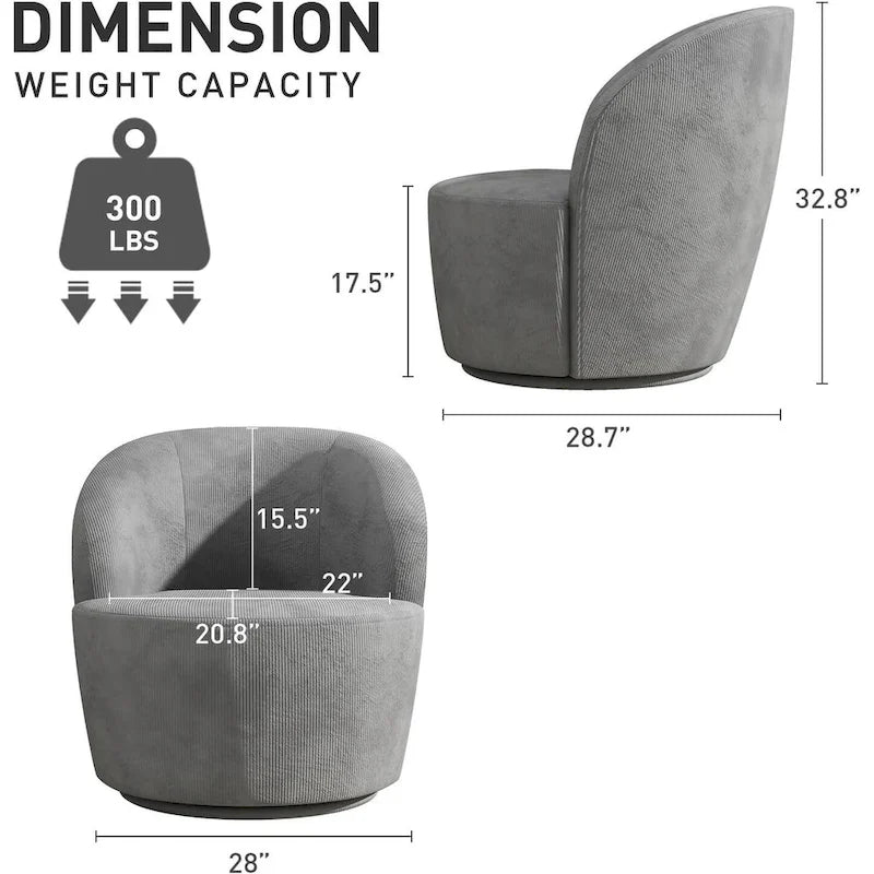 Swivel Barrel Round Comfy Accent Chair