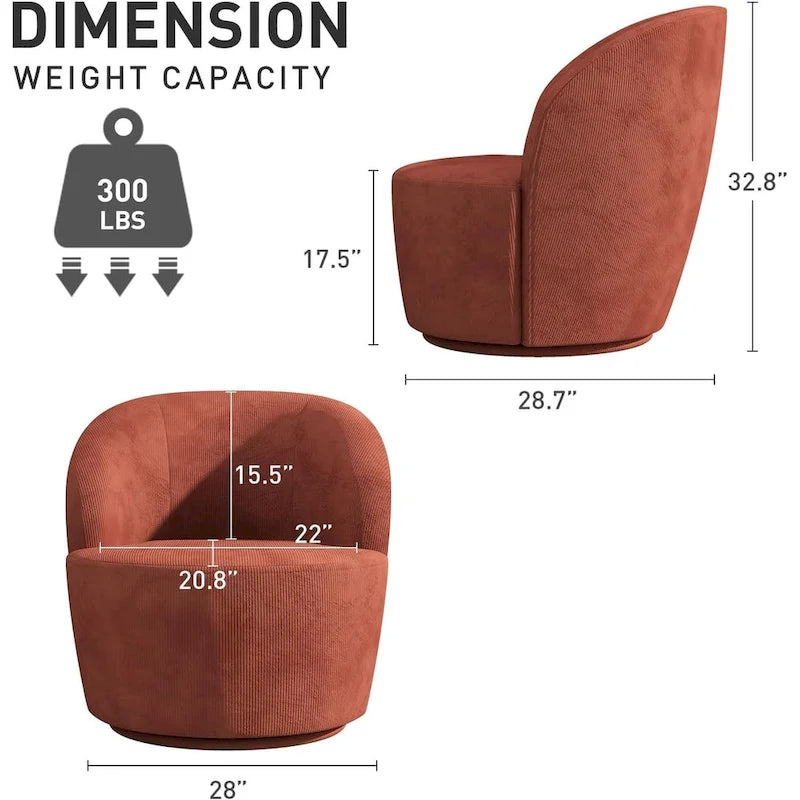 Swivel Barrel Round Comfy Accent Chair