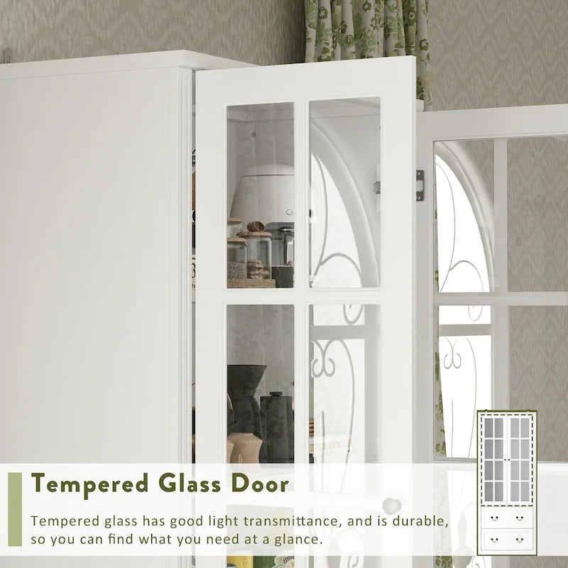 Combo Buffet Bookcase Storage Cabinet with Glass Doors