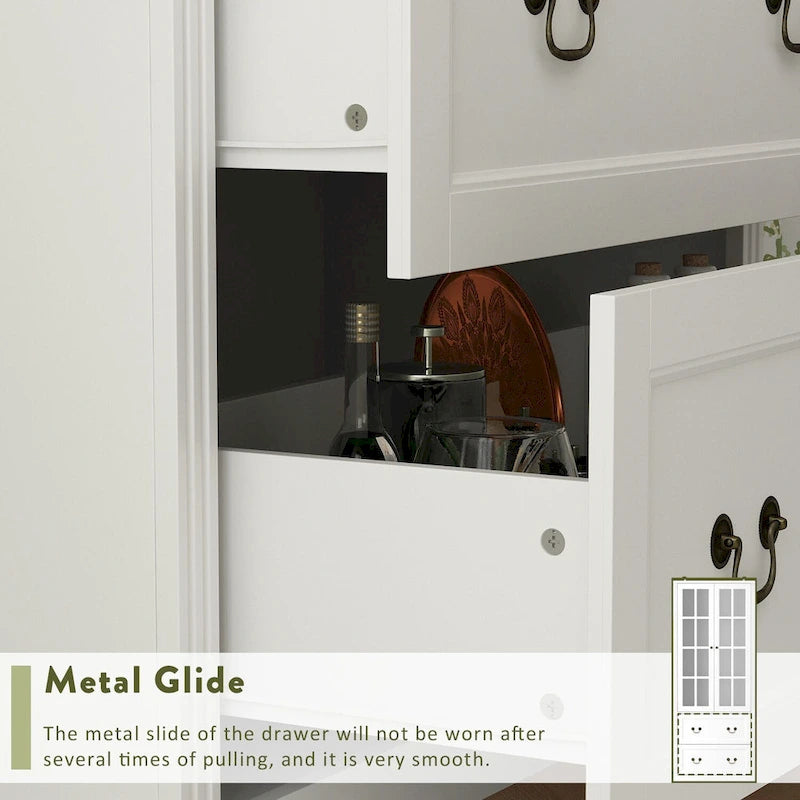 Combo Buffet Bookcase Storage Cabinet with Glass Doors