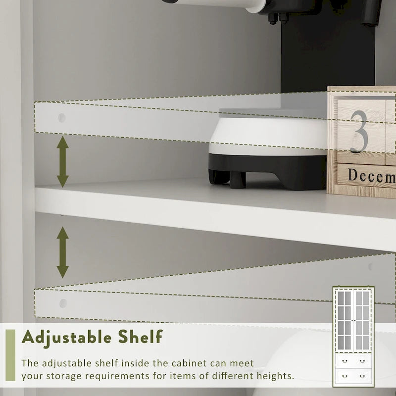 Combo Buffet Bookcase Storage Cabinet with Glass Doors
