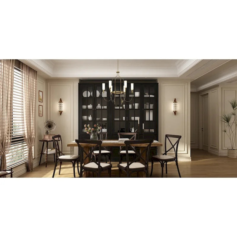 Combo Buffet Bookcase Storage Cabinet with Glass Doors