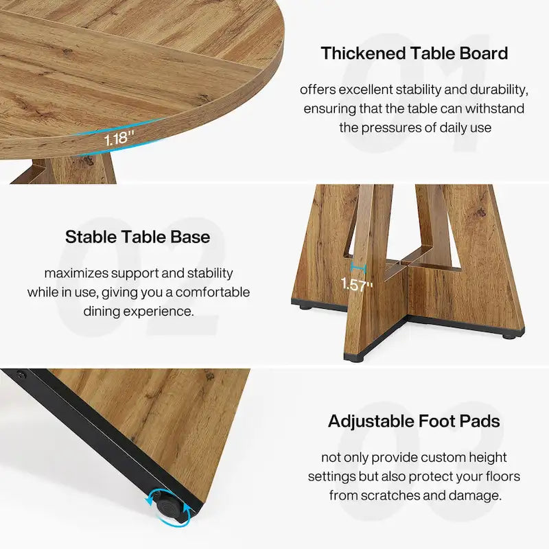 47 Inch Round Dining Table for 4