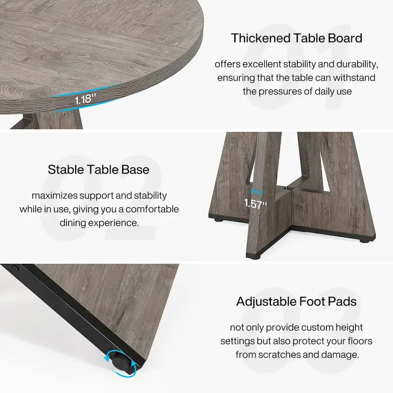 47 Inch Round Dining Table for 4