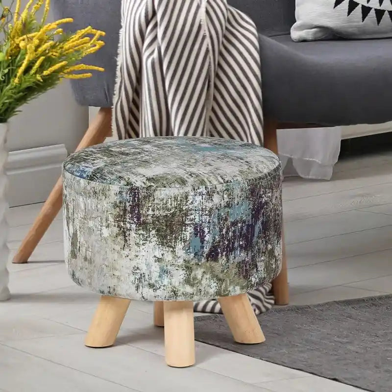 Modern Round Padded Upholstered Ottoman Footrest Stool