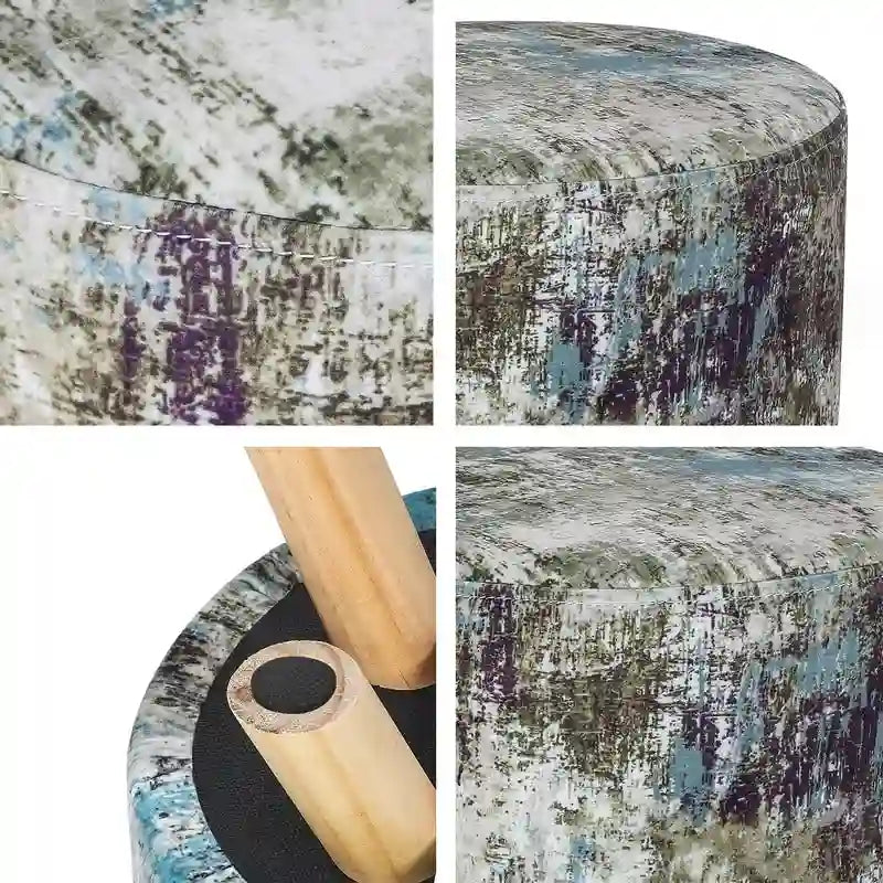 Modern Round Padded Upholstered Ottoman Footrest Stool