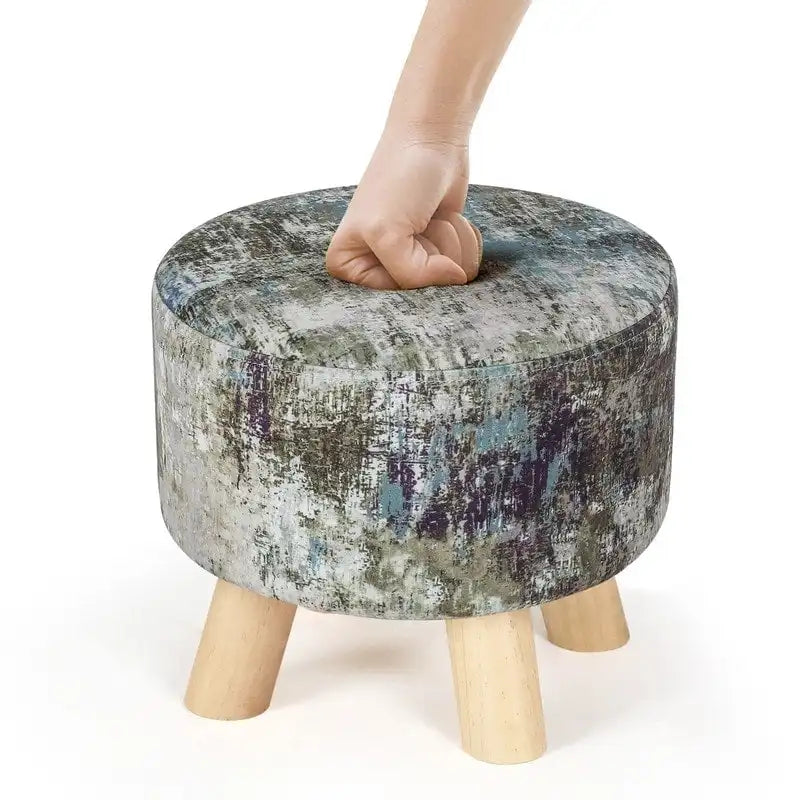 Modern Round Padded Upholstered Ottoman Footrest Stool