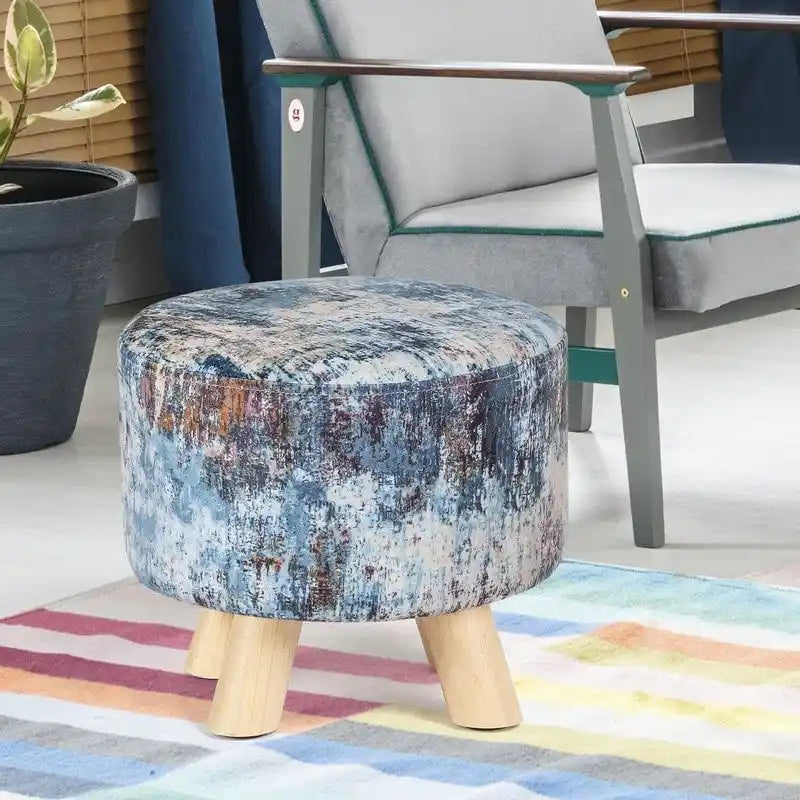 Moderner runder, gepolsterter Ottoman-Fußhocker