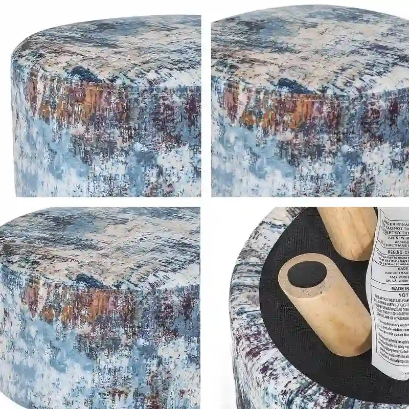 Moderner runder, gepolsterter Ottoman-Fußhocker