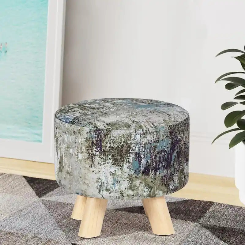 Moderner runder, gepolsterter Ottoman-Fußhocker