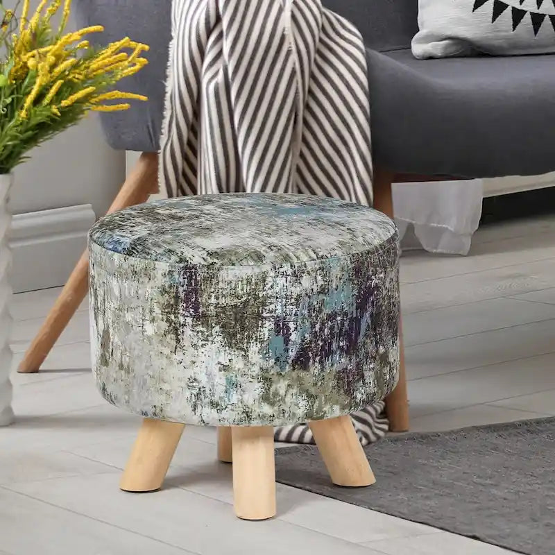 Moderner runder, gepolsterter Ottoman-Fußhocker