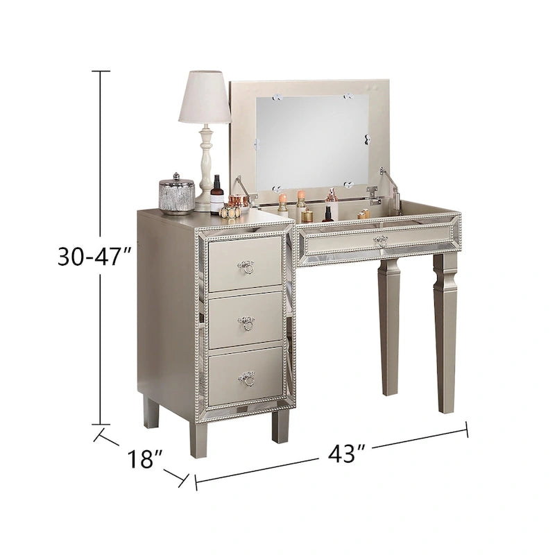 Fabric and Wood Vanity Table