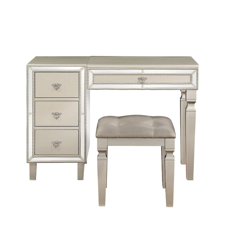 Fabric and Wood Vanity Table