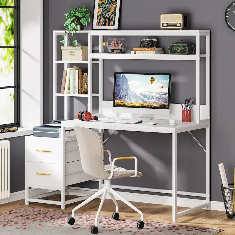 Büroschreibtisch mit Schubladen und Aufsatz