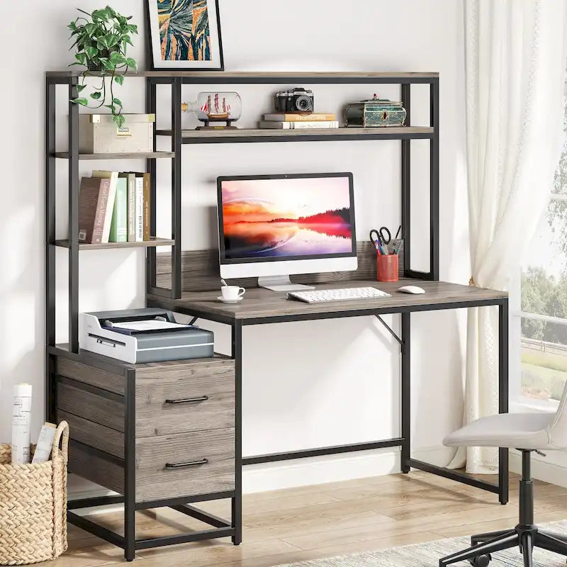 Büroschreibtisch mit Schubladen und Aufsatz