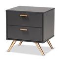 Modern Dark Grey and Gold 2-Drawer Nightstand