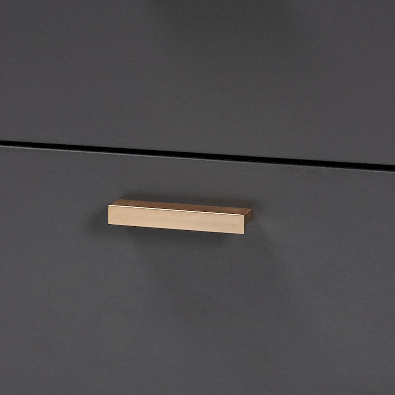 Modern Dark Grey and Gold 2-Drawer Nightstand