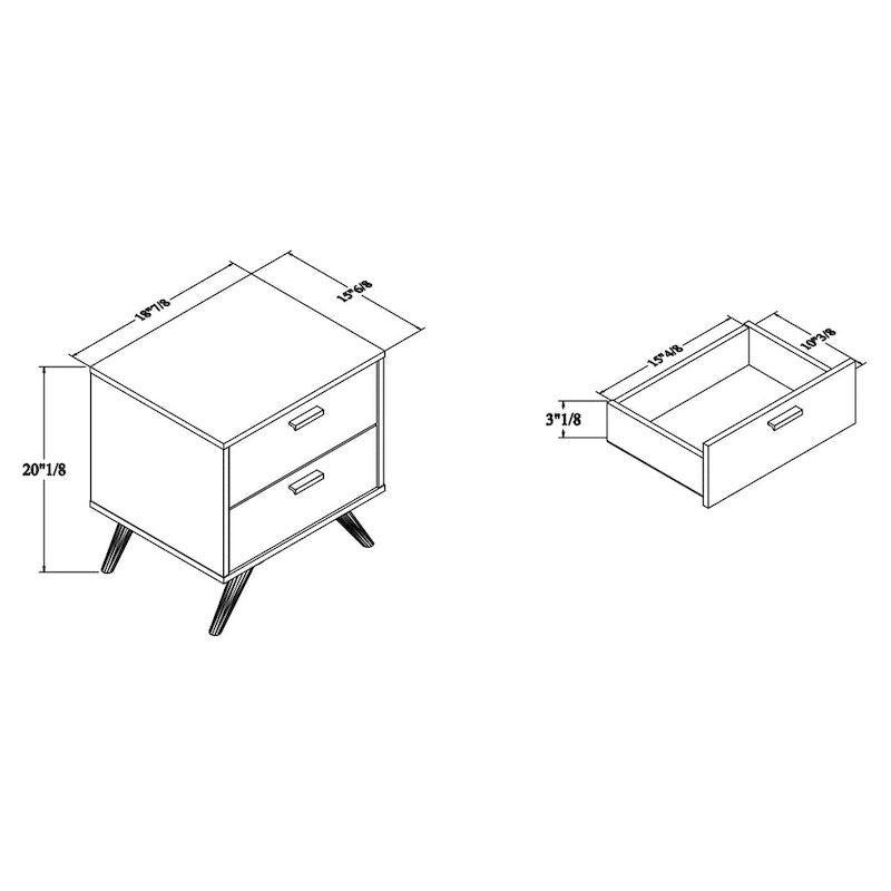Modern Dark Grey and Gold 2-Drawer Nightstand