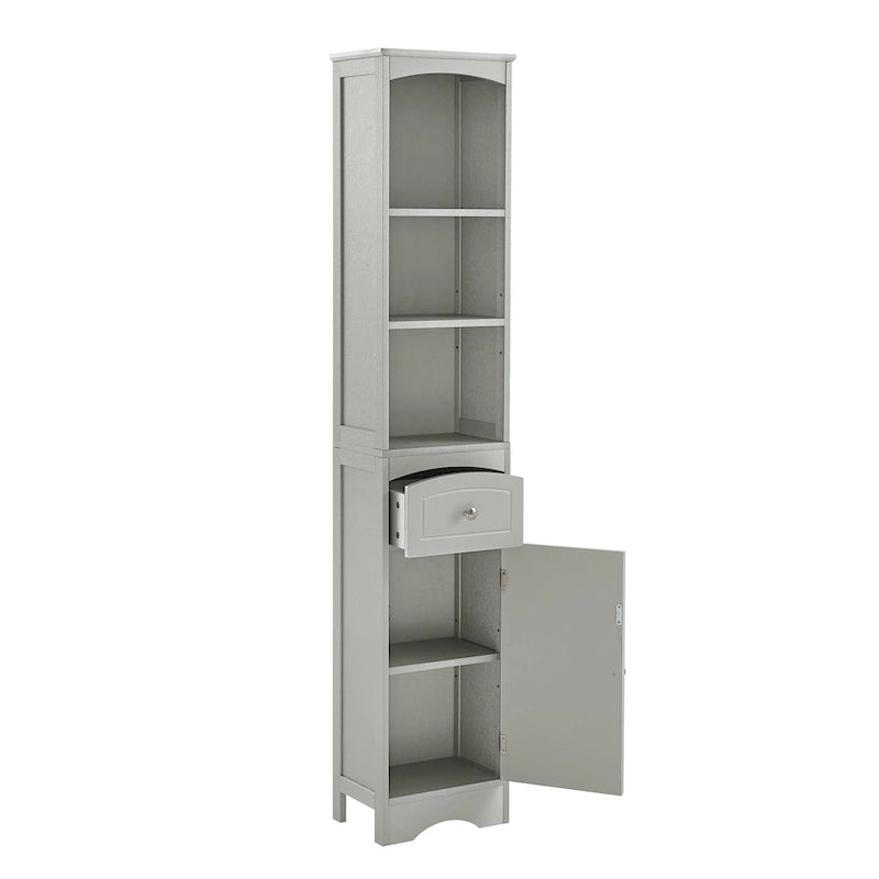 66" H Tall Bathroom Storage Cabinet with Drawer & Adjustable Shelves
