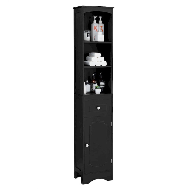 66" H Tall Bathroom Storage Cabinet with Drawer & Adjustable Shelves