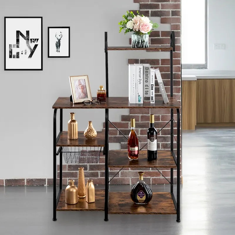 4-Tier Microwave Stand with Hooks