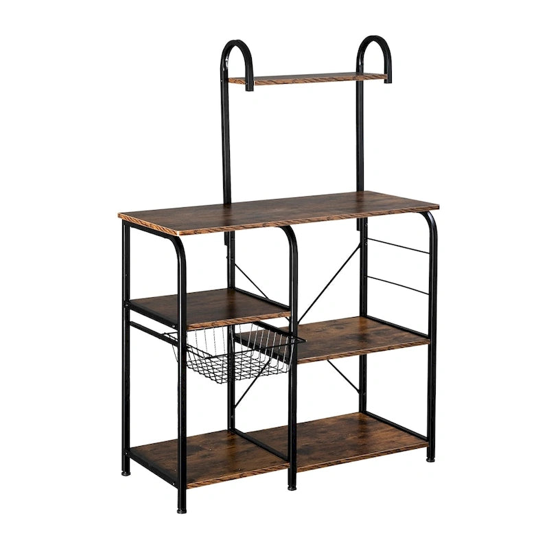 4-Tier Microwave Stand with Hooks