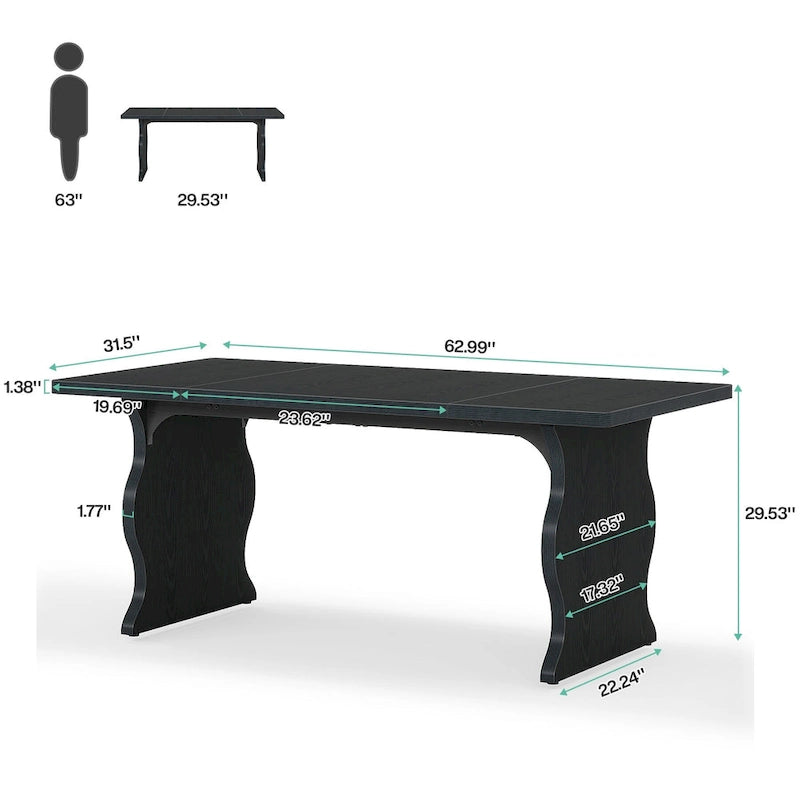 63-Inch Rectangular Dining Table for 4-6