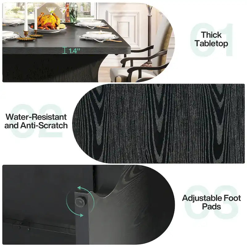 63-Inch Rectangular Dining Table for 4-6