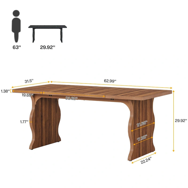 63-Inch Rectangular Dining Table for 4-6