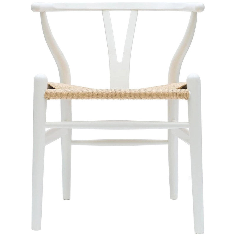 Modern Wood Dining Chair With Open Back Arm Hemp Seat