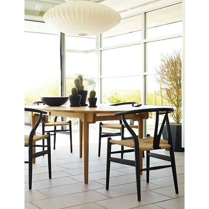 Modern Wood Dining Chair With Open Back Arm Hemp Seat