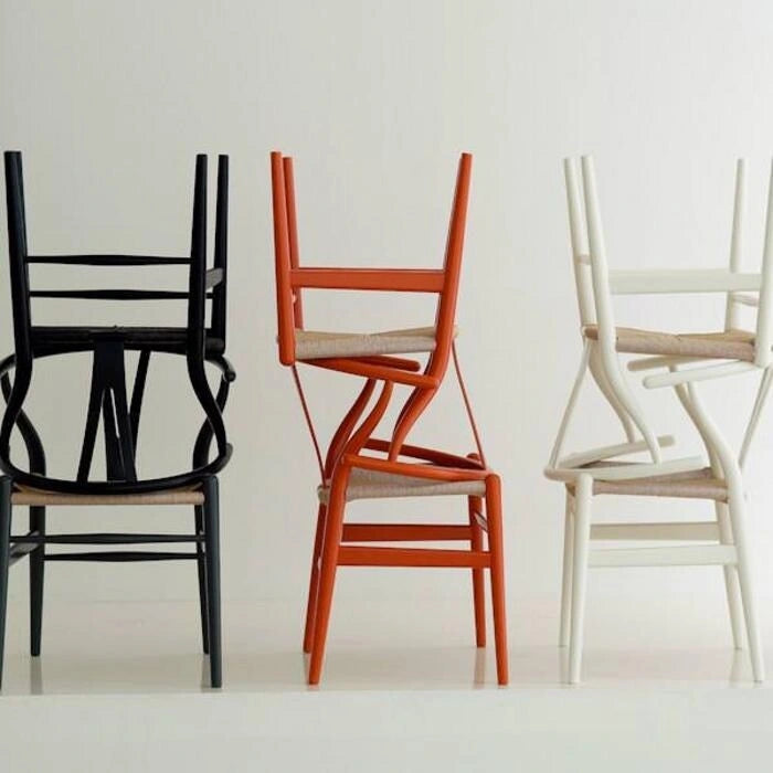 Modern Wood Dining Chair With Open Back Arm Hemp Seat