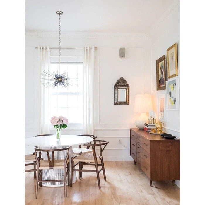 Modern Wood Dining Chair With Open Back Arm Hemp Seat