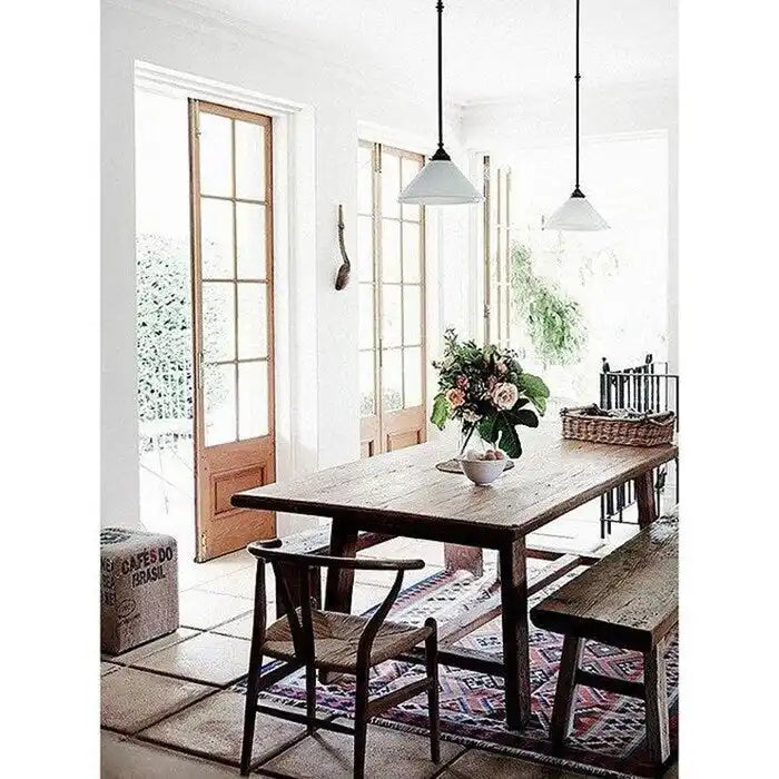 Modern Wood Dining Chair With Open Back Arm Hemp Seat