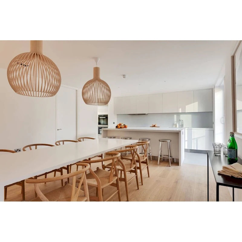 Modern Wood Dining Chair With Open Back Arm Hemp Seat