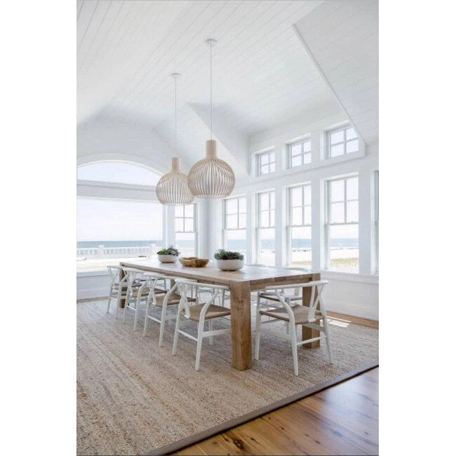 Modern Wood Dining Chair With Open Back Arm Hemp Seat