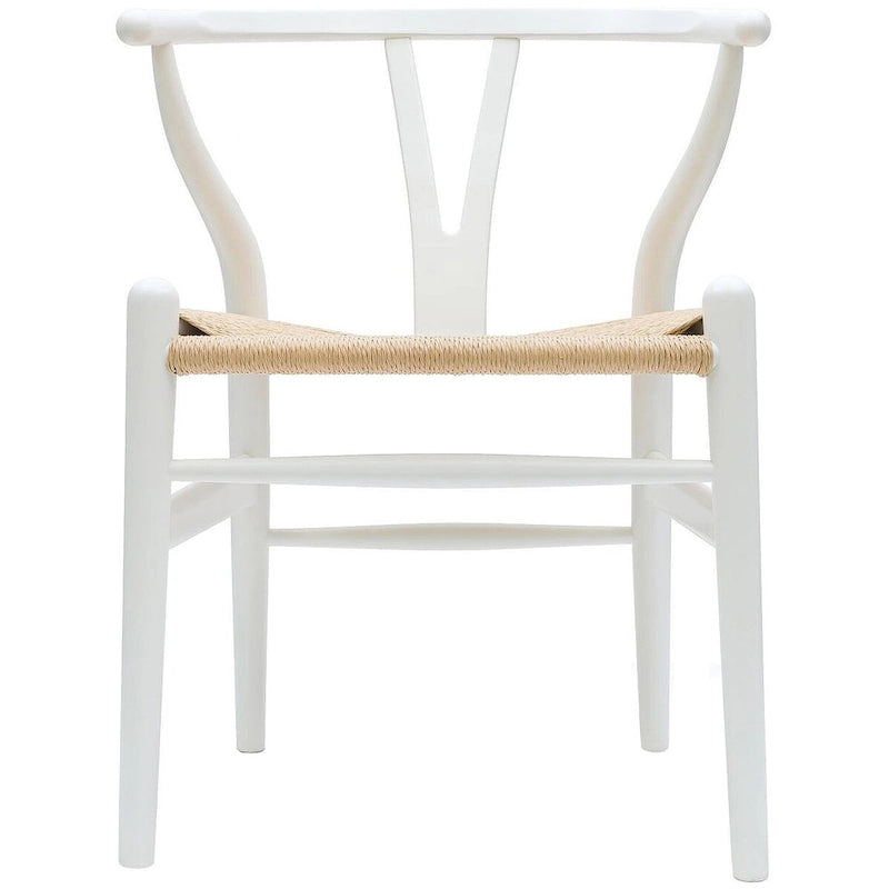Modern Wood Dining Chair With Open Back Arm Hemp Seat