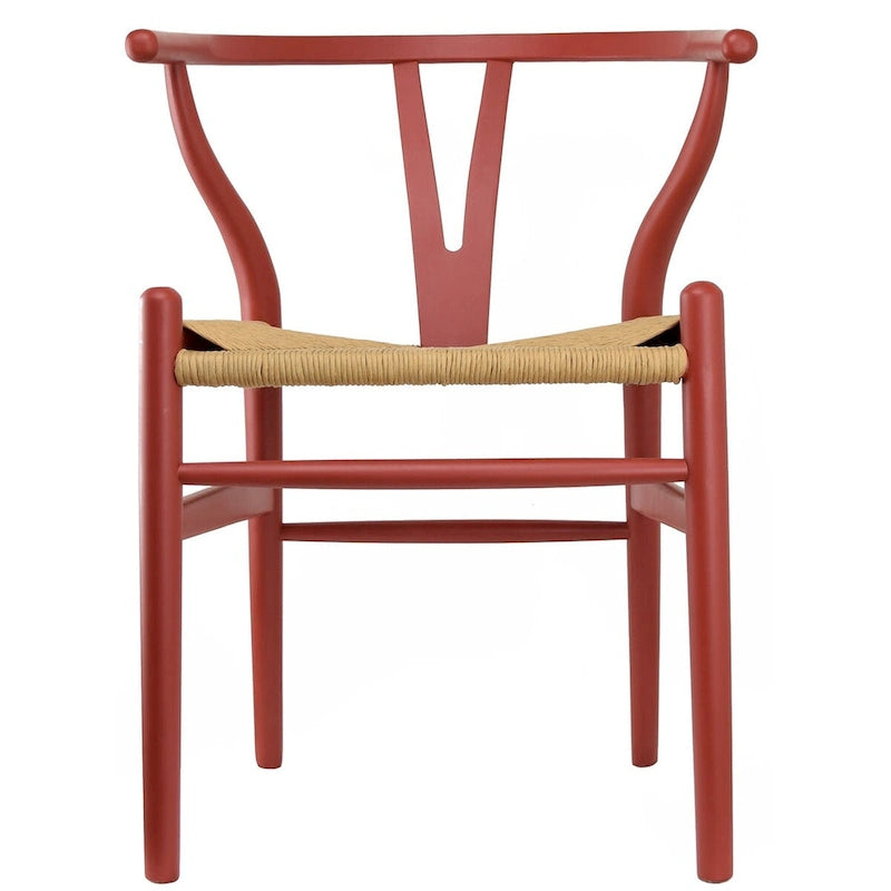 Modern Wood Dining Chair With Open Back Arm Hemp Seat