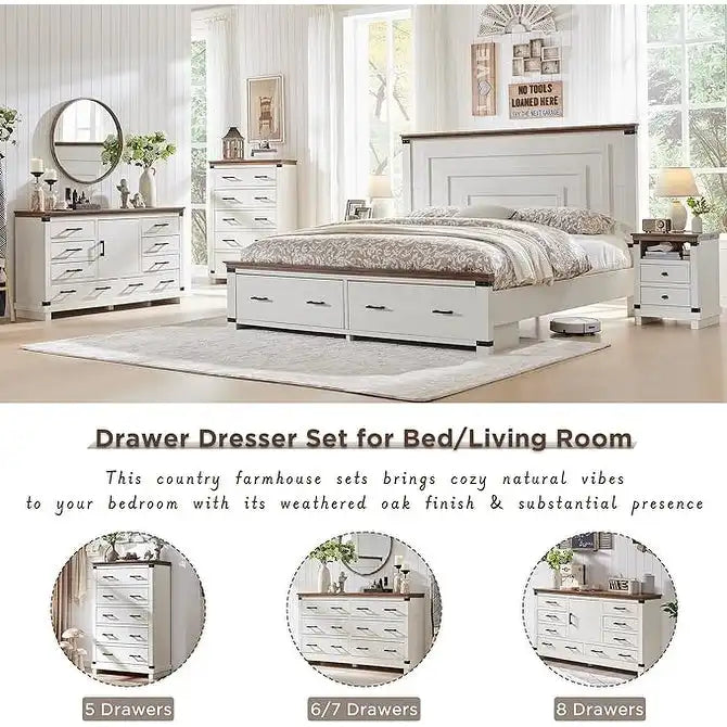 18" Farmhouse Nightstand with Charging Station