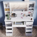 White/ Black Makeup Vanity with Lighted Mirror,Extra Large Vanity Desk with 9 Drawers,European Style Vanities