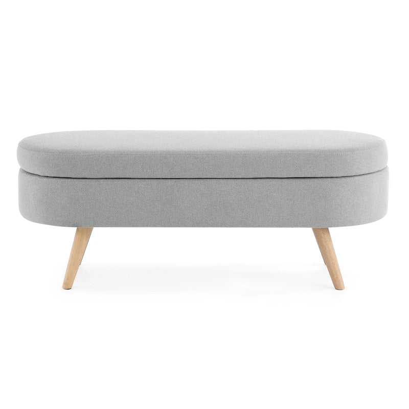 Oval Storage Bench with Rubberwood Legs - 43.5"L x 16"W x 16"H