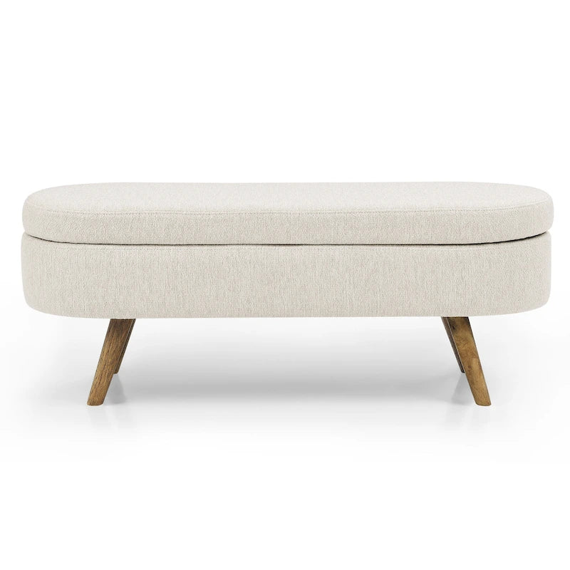 Oval Storage Bench with Rubberwood Legs - 43.5"L x 16"W x 16"H