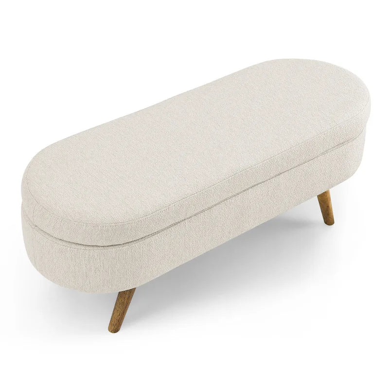 Oval Storage Bench with Rubberwood Legs - 43.5"L x 16"W x 16"H