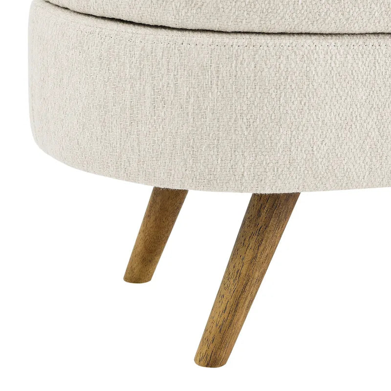 Oval Storage Bench with Rubberwood Legs - 43.5"L x 16"W x 16"H