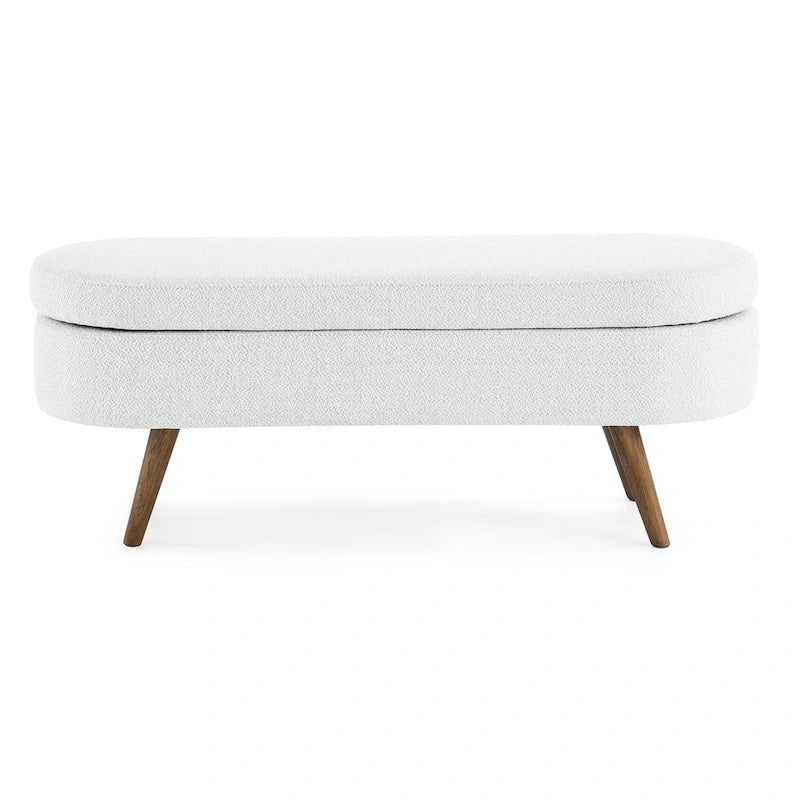 Oval Storage Bench with Rubberwood Legs - 43.5"L x 16"W x 16"H